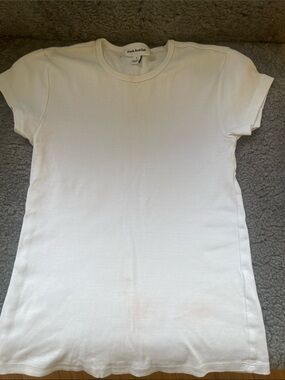 Frank & Oak White Ribbed Crewneck T-Shirt